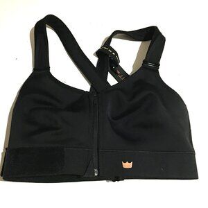SheFit Flex Sports Bra Black Rose Gold 1Luxe Wireless Front Zip NWT